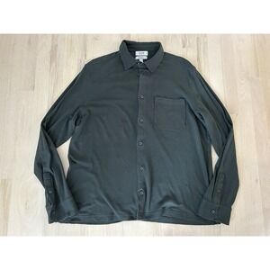 COS Gray Draped Cotton Jersey Long Sleeve Button Up Shirt Size Large Regular